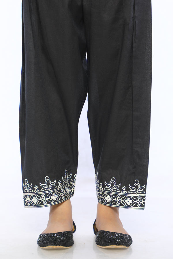 Black Cambric Embroidered Shalwar - Prime Point Store