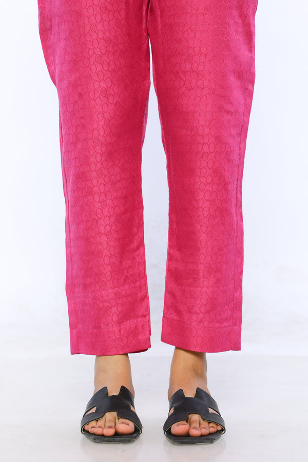 Pink Self Jacquard Straight Pants - Prime Point Store