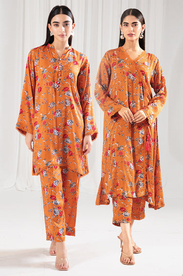 2 Piece - Printed Slub Linen Suit