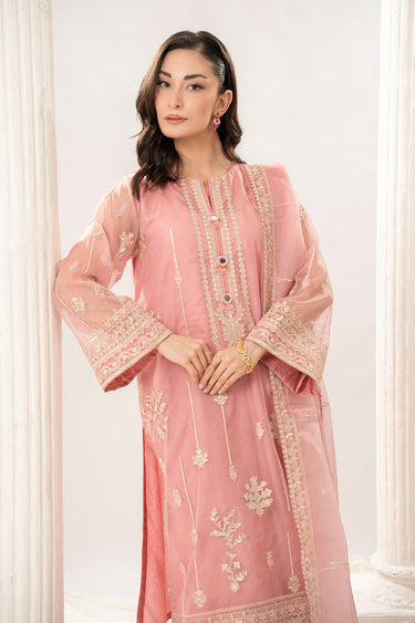 3 Piece - Embroidered Organza Suit