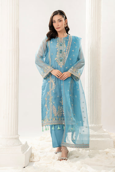 3 Piece - Embroidered Organza Suit
