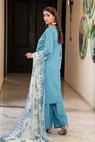 3 Piece - Dyed Embroidered Cambric Suit