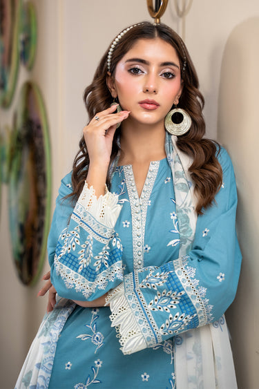 3 Piece - Dyed Embroidered Cambric Suit