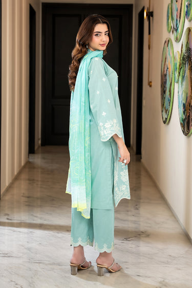 3 Piece - Dyed Embroidered Cambric Suit