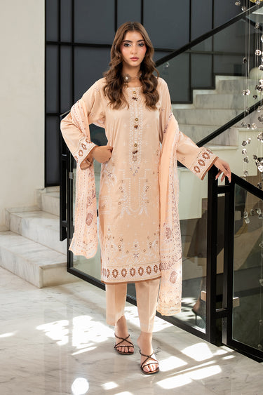 3 Piece - Dyed Embroidered Cambric Suit