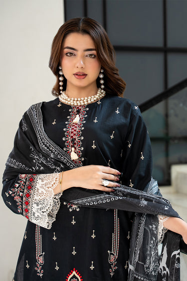 3 Piece - Dyed Embroidered Cambric Suit
