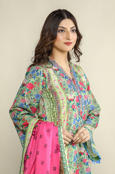 3 Piece - Printed Khaddar Suit