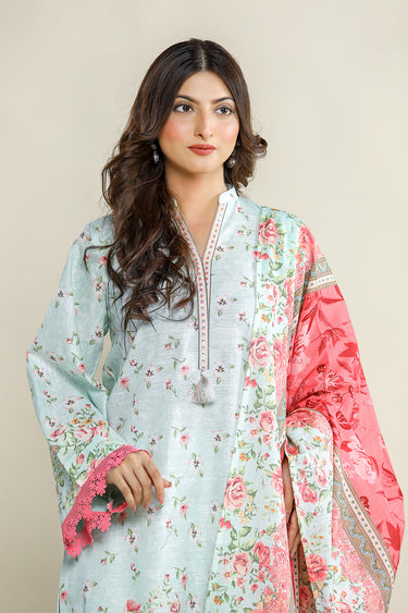 3 Piece - Printed Khaddar Suit