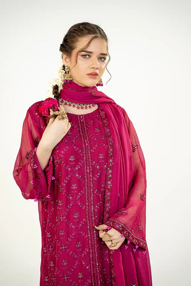 3 Piece - Embroidered Chiffon Suit