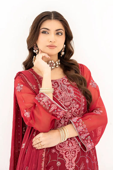 3 Piece - Embroidered Chiffon Suit