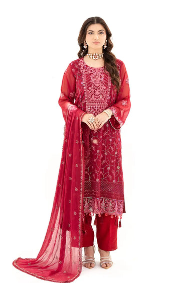 3 Piece - Embroidered Chiffon Suit