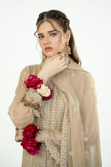 3 Piece - Embroidered Chiffon Suit