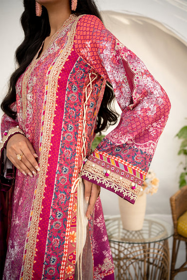 3 Piece - Embroidered Raw Silk Suit