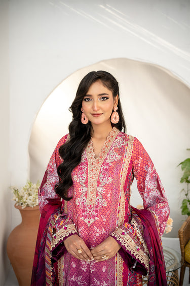 3 Piece - Embroidered Raw Silk Suit