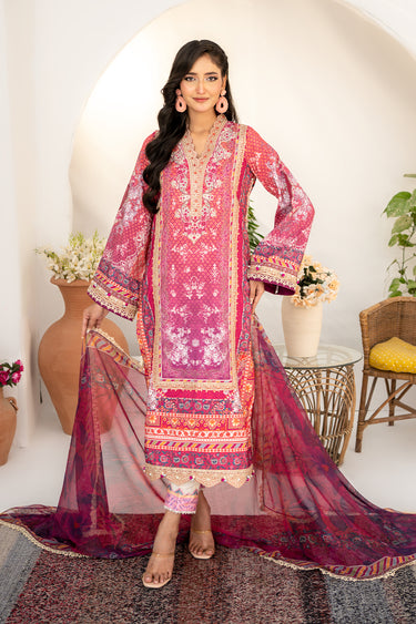 3 Piece - Embroidered Raw Silk Suit