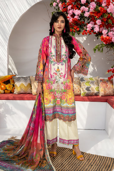 3 Piece -  Embroidered Raw Silk Suit