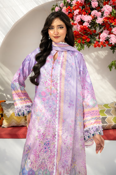 3 Piece - Embroidered Charmeuse Silk Suit