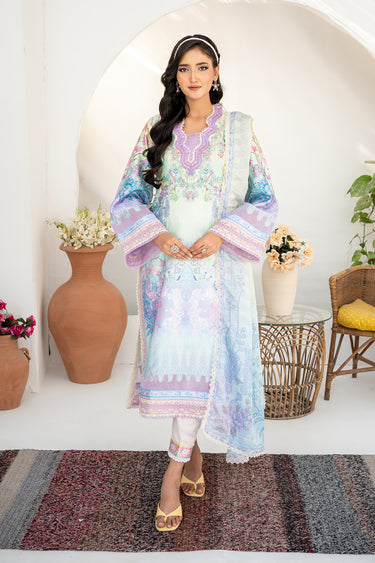 3 Piece - Embroidered Charmeuse Silk Suit