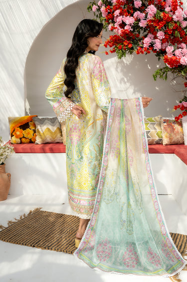 3 Piece - Embroidered Charmeuse Silk Suit