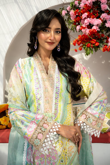 3 Piece - Embroidered Charmeuse Silk Suit