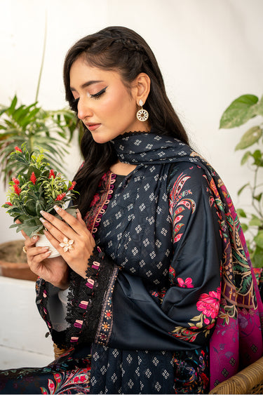 3 Piece - Embroidered Charmeuse Silk Suit