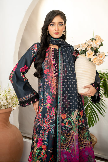 3 Piece - Embroidered Charmeuse Silk Suit