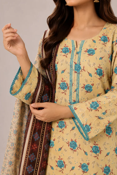 3 PIECE - PRINTED EGYPTIAN LAWN SUIT
