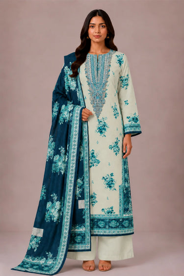 3 PIECE - EMBROIDERED CAMBRIC SUIT