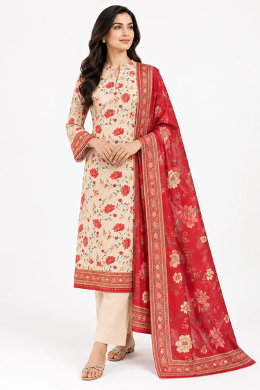 3 Piece - Printed Khaddar Suit
