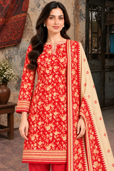 3 Piece - Printed Khaddar Suit