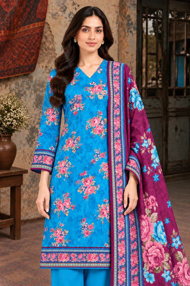 3 Piece - Printed Khaddar Suit