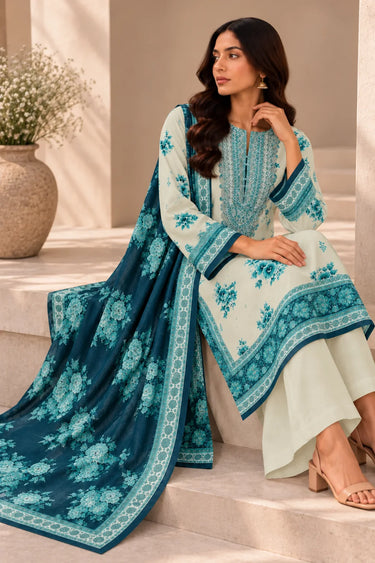 3 PIECE - EMBROIDERED CAMBRIC SUIT