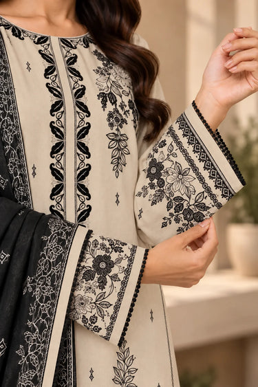 3 PIECE - EMBROIDERED CAMBRIC SUIT