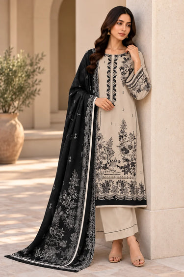 3 PIECE - EMBROIDERED CAMBRIC SUIT