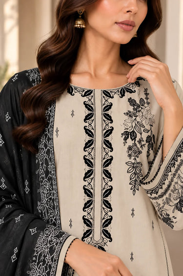 3 PIECE - EMBROIDERED CAMBRIC SUIT