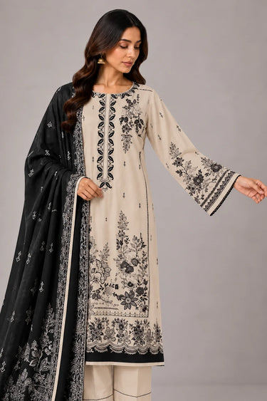 3 PIECE - EMBROIDERED CAMBRIC SUIT