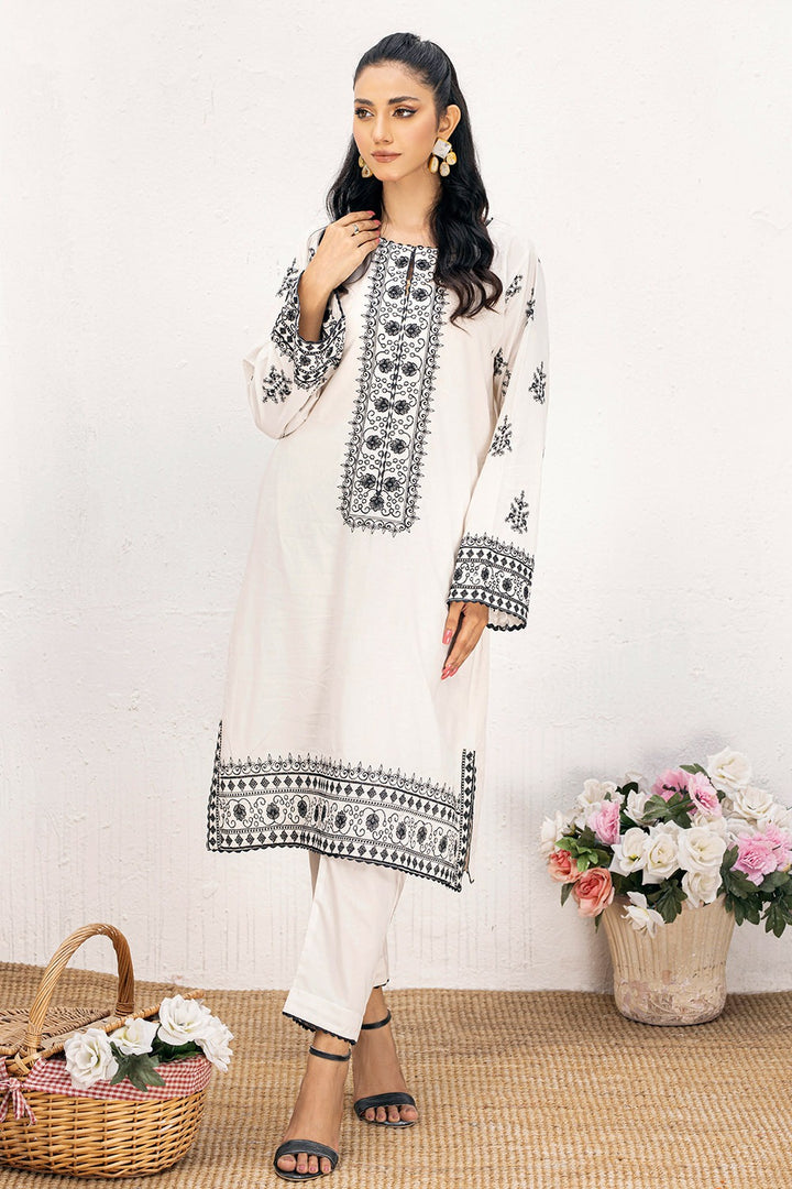 2 Pc Embroidered Cambric Stitched Suit - Prime Point Store