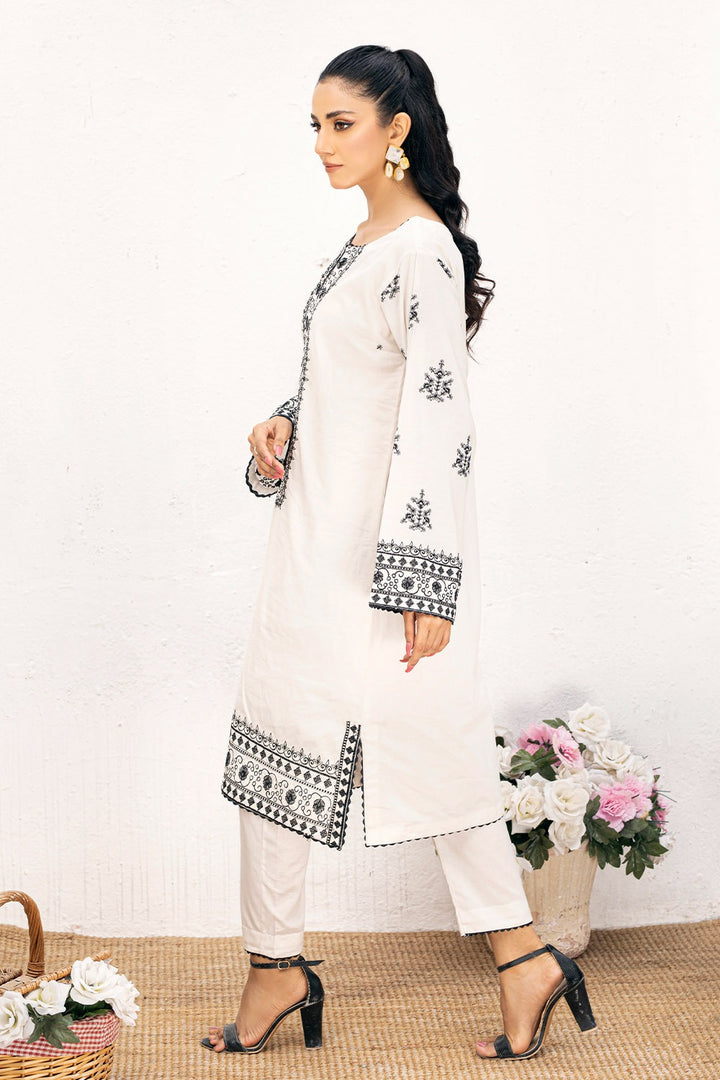 2 Pc Embroidered Cambric Stitched Suit - Prime Point Store