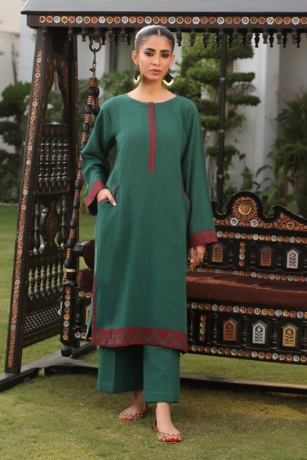 2 Pc Embroidered Khaddar Stitched Co-ords - Prime Point Store