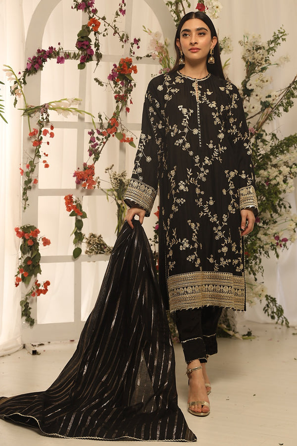2 Pc Embroidered Cotton Silk Luxury Stitched Suit