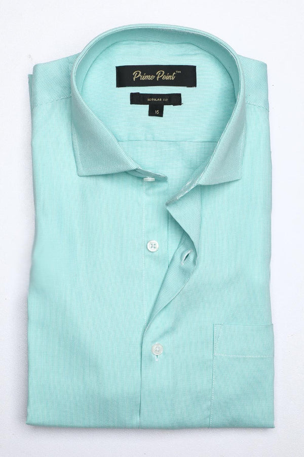 Light Green Textured Formal Shirt For Men - Prime Point Store