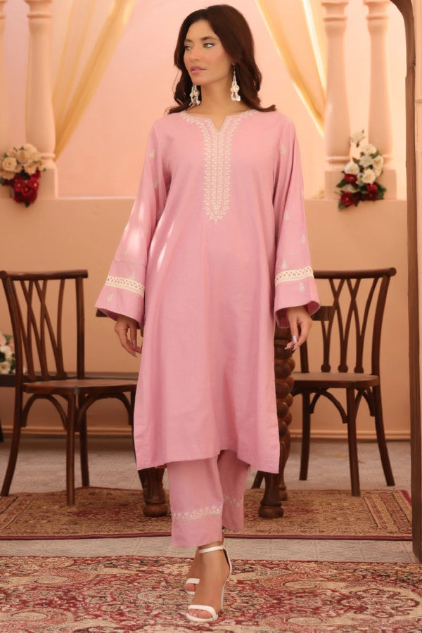 2 Pc Embroidered Viscose Luxury Stitched Suit