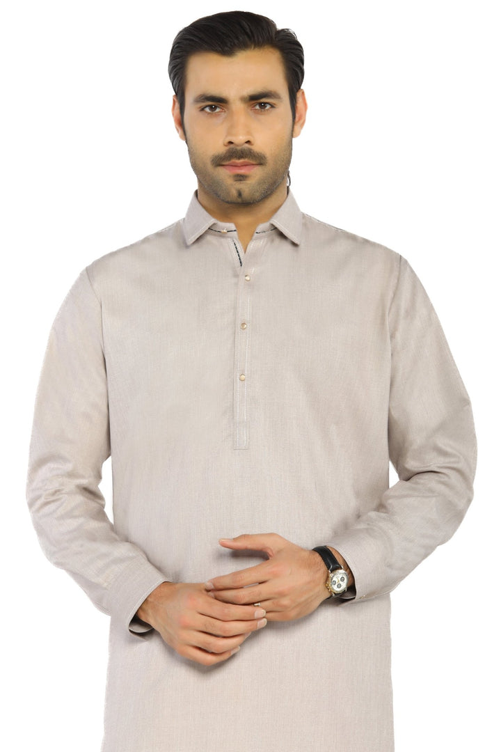 Ash Grey Fashion Wash & Wear Shalwar Kameez For Men - Prime Point Store