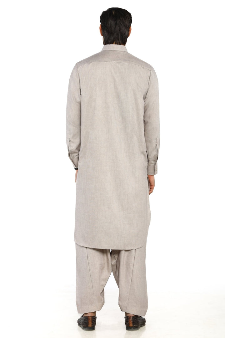 Ash Grey Fashion Wash & Wear Shalwar Kameez For Men - Prime Point Store