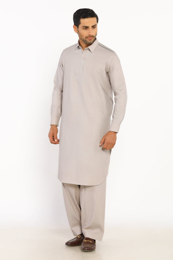 Ash Grey Wash & Wear Shalwar Kameez - Prime Point Store