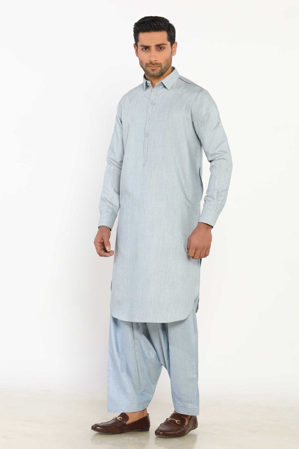 Ash Grey Wash & Wear Shalwar Kameez - Prime Point Store