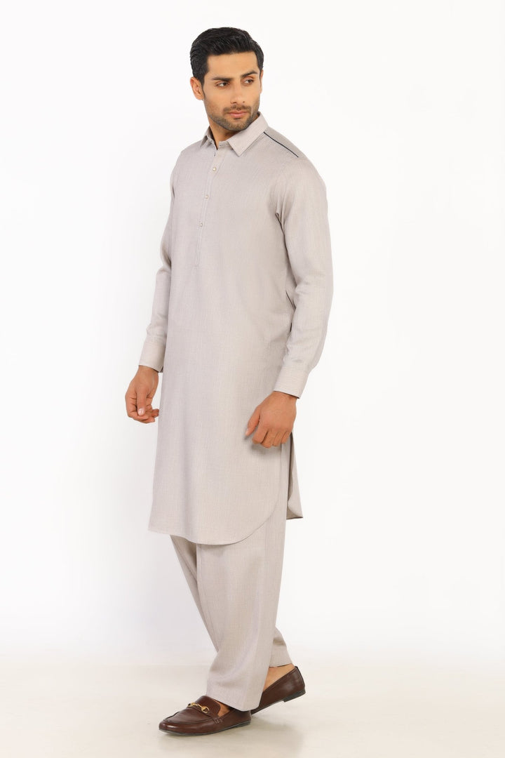 Ash Grey Wash & Wear Shalwar Kameez - Prime Point Store