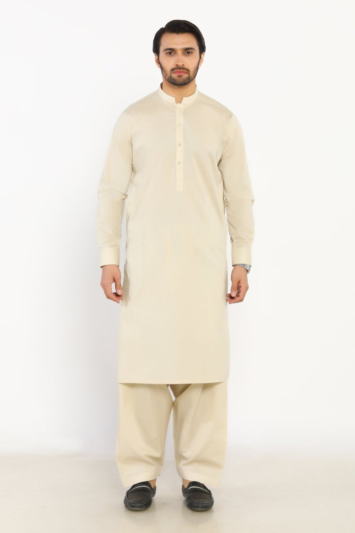 Beige Cotton Casual Shalwar Kameez For Men - Prime Point Store