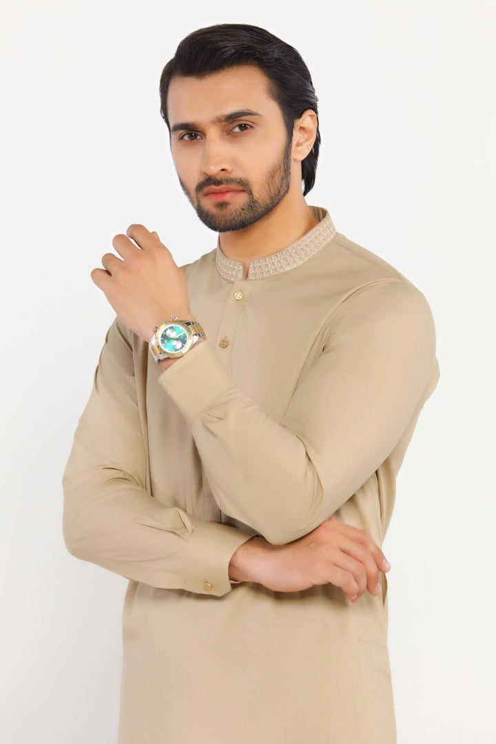 Beige Wash & Wear Shalwar Kameez - Prime Point Store