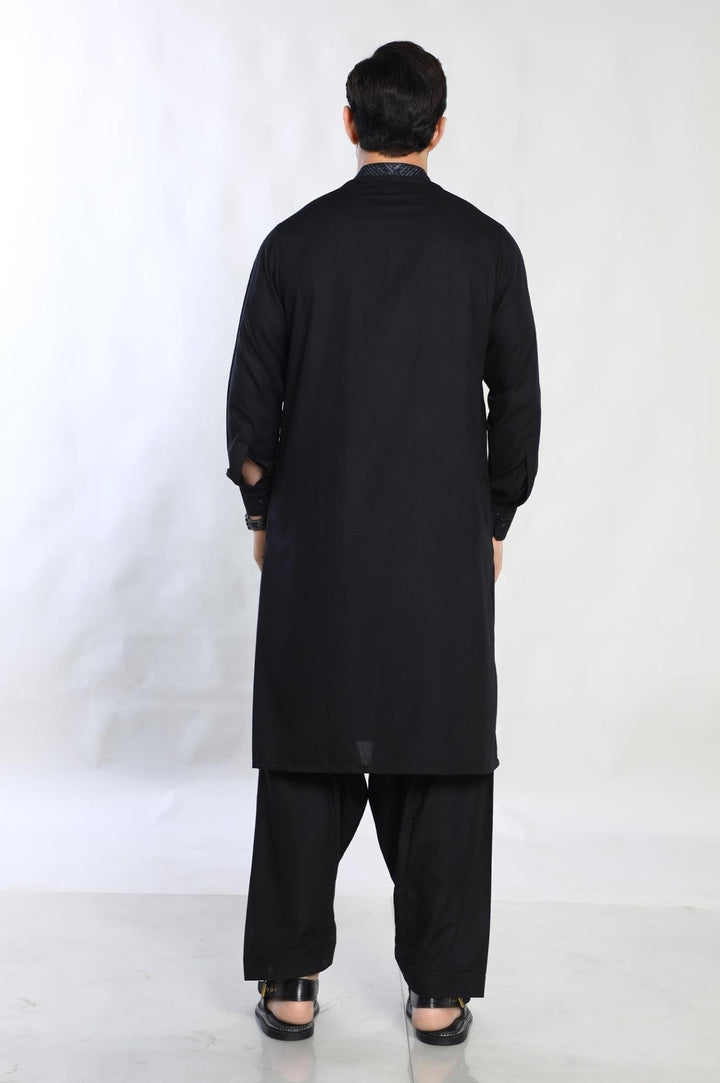 Black Blended Casual Shalwar Kameez For Men - Prime Point Store